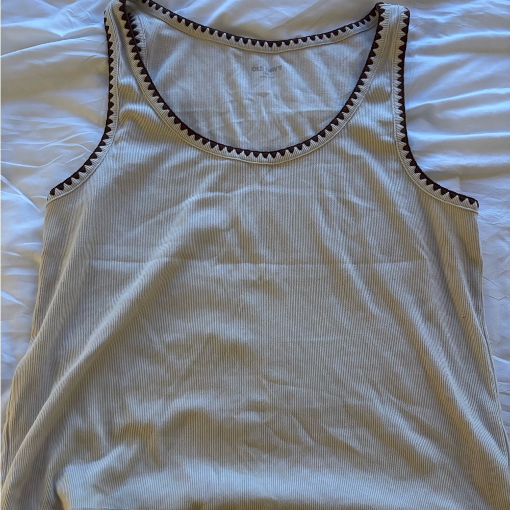 Old Navy Cream Tank Top with Brown Accents